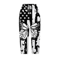 thumbnail image 4 of Independence Day Harem Pants Women Lounge Pants Mid Waist Capri Pant Loose Fit Trousers Drawstrings Slacks Comfy Lightweight Bottoms Straight Leg Pant with Pockets 4th of July Gift, 4 of 5