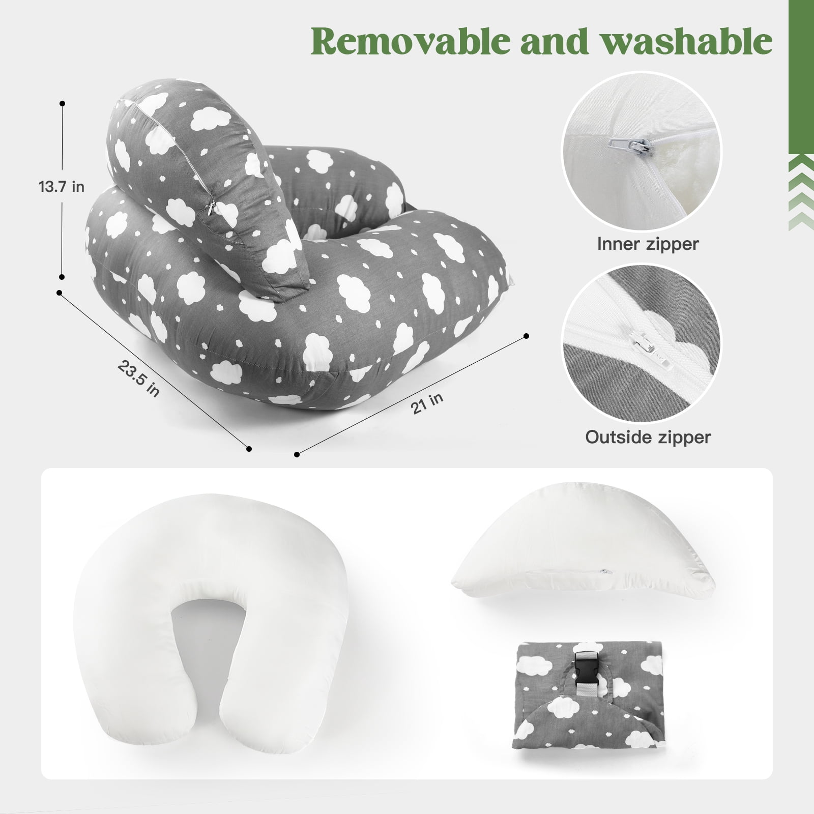 Visuachi Nursing Pillow for Breastfeeding,  Breastfeeding Pillows for Support, Adjustable Waist Strap,Removable Cotton Cover