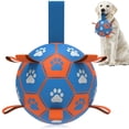 thumbnail image 1 of Pelota de fútbol para perros QDAN para perros medianos y grandes, azul y naranja, 1 of 7