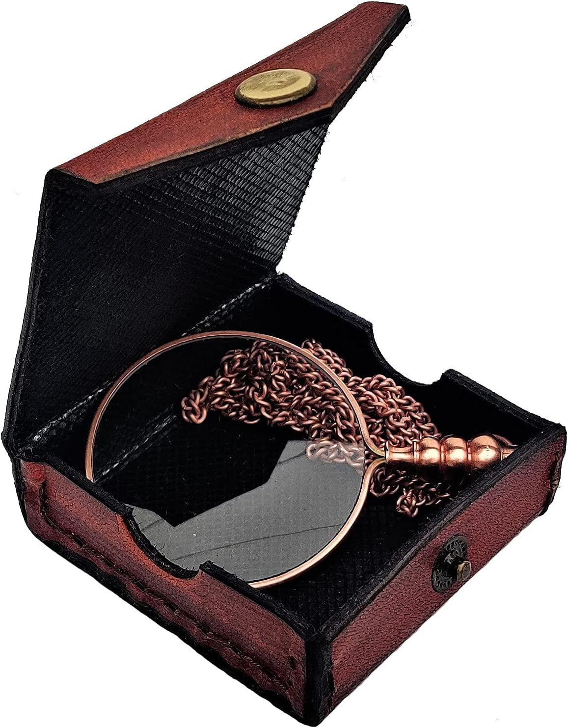 Brass Magnifying Glass A Beautiful Necklace Chain Library Reading Fine Print Zooming Increase Vision Jewelry (Copper)