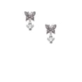 thumbnail image 2 of Delight Jewelry Silvertone Mini Heart with Cutout Silvertone Antiqued Butterfly Post Earrings, 2 of 4