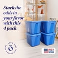 thumbnail image 3 of Homz 18 Gallon Storage Container, Blue Base and Lid, Set of 4, 3 of 11