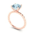 thumbnail image 2 of 2 ctw Solitaire Anniversary Ring for Women | Round Cut Simulated Blue Diamond | Hyperallergenic Solid 18K Rose Gold, 2 of 5