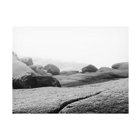 Canvas Wall Art - Clive Branson 'Rocks Peggys Cove B&W' Wall Art for Living Room, Bedroom, or Office Décor by Trademark Fine Art - 24 x 18 Inches