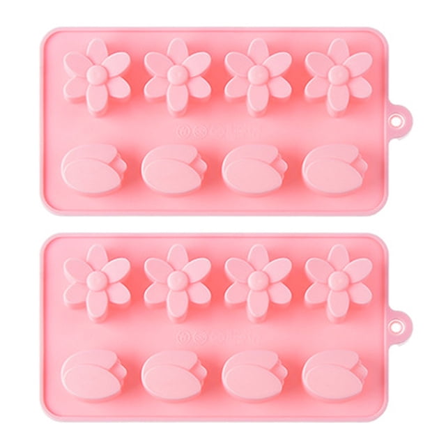 Molde de silicona para cubitos de hielo de chocolate en forma de flor, 8 moldes incluso pequeños de tulipán para chocolate, molde para dulces