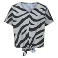 thumbnail image 5 of Womens Striped Tops Fashion Zebra Print Short Sleeve T-Shirts V Neck Elegant Tunic Shirt Summer Holiday Blouses Casual Loose Pullover Tops, 5 of 7