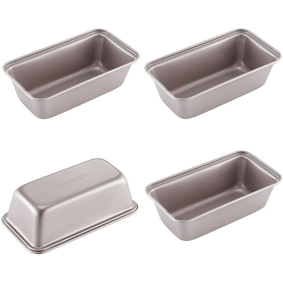 CHEFMADE Mini Loaf Pan Set, 5.5-inch 4Pcs Non-Stick Rectangle Bread and Cake Bakeware for Oven and Instant Pot Baking (Champagne Gold)