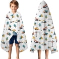 thumbnail image 3 of Cartoon Construction Vehicles Mountains Hooded Bath Towel，50"x30" for Ages 3 To 12 Kids, Quick Dry Lightweight Soft Microfiber Hood Beach Towel Cover Up for Kids, 3 of 7