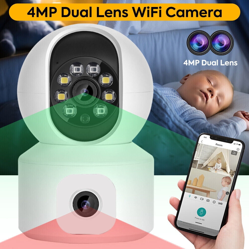 4MP Wireless IP Camera WIFI Indoor PTZ Dual Lens Baby Security Monitor IR Cam 2K