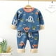 thumbnail image 5 of Conjunto de ropa interior con forro polar para niños Otoño e invierno Ropa y pantalones de manga larga de otoño Ropa de hogar gruesa y cálida para niños y niñas de tamaño pequeño y mediano, 5 of 6