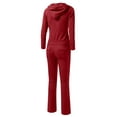 thumbnail image 4 of J. METHOD Women's 2 Piece Outfit Casual Basic French Terry Zip Up Hoodie and Sweatpants Sweatsuit Tracksuit Set NEWTS01 Darkburgundy M, 4 of 4