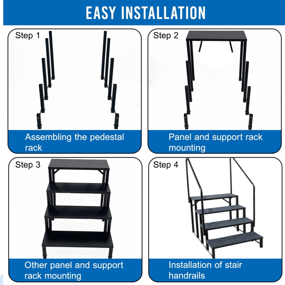 Heavy Duty Stairs, RV Steps Spa Steps with Handrail, 4 Step Ladder, Suitable for Mobile Home, Spa, and Porch Access