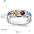 thumbnail image 2 of 925 Sterling Silver Rhodium-plated with Cubic Zirconia, Amethyst, Citrine, Garnet and Blue Topaz Ring Size 6, 2 of 6