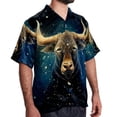 thumbnail image 2 of Taurus Constellation Men's Button Down Hawaiian Print Short Sleeve Casual Summer Beach Shirts, 2 of 6