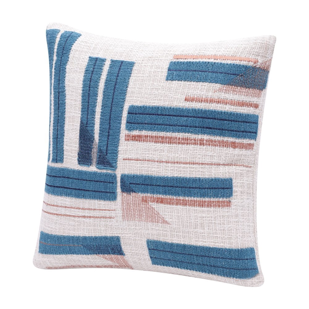 LR Home Stacy Garcia Cotton Blend Poly Filled Pillow in Green/Ivory, 20" x 20"