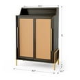 thumbnail image 5 of BELLEZE Shoe Rack for Entryway, Free Standing Storage Cabinet with Rattan Sliding Door for Living Room and Bathroom - Dana(Brown), 5 of 7