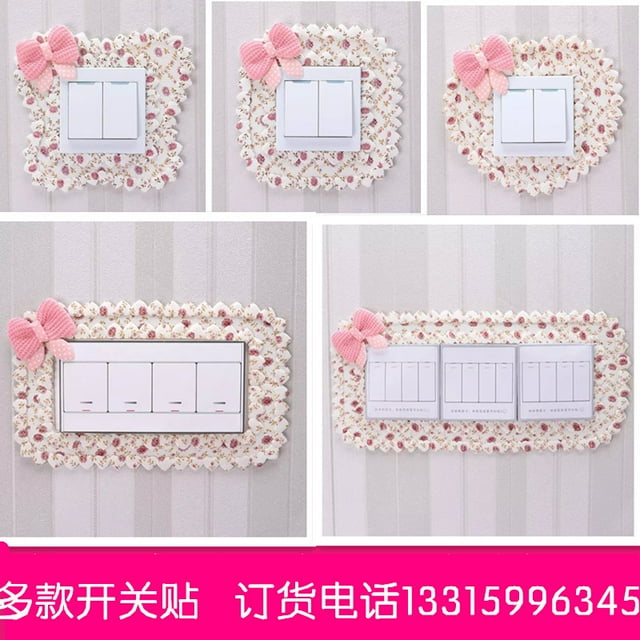 2PCS Flower Light Switch Cover Decorative Fabric Switch Plate Bowknot Floral Light Socket Cover for Bedroom Living Room Home Decor