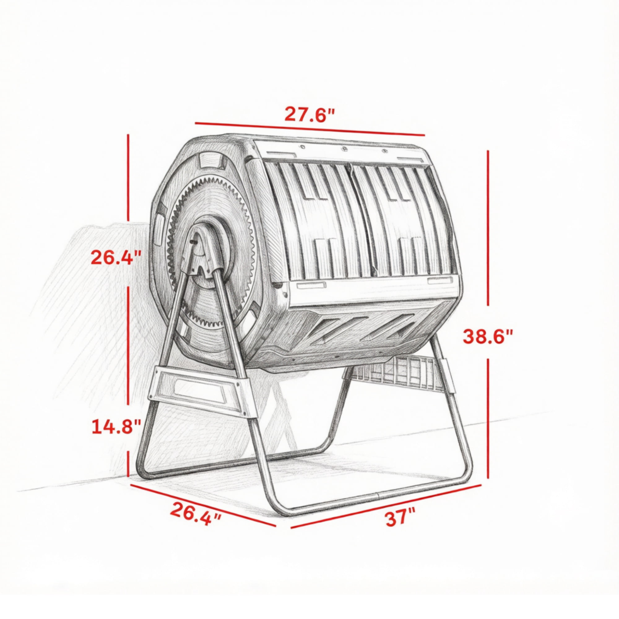 Dual Chamber Rotating Compost Tumbler with Elevated Metal Base, 360° Rotatable BPA-Free Compost Bin with Adjustable Vents for Backyard Garden