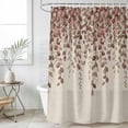 thumbnail image 6 of Polyester Fabric Brown Eucalyptus Leaves Shower Curtain, Spring Leaves Plants Country Beige Waterproof Bathtub Curtain Bathroom Decor Set with Hooks 72 x 72 Inches, 6 of 6