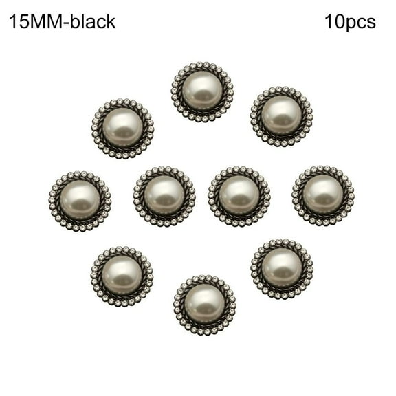 10Pcs Clothing Accessories DIY Sewing Button Pearl Clothing Buttons Sewing Accessories Shirt Buttons Shiny Rhinestone BLACK 15MM 10PCS