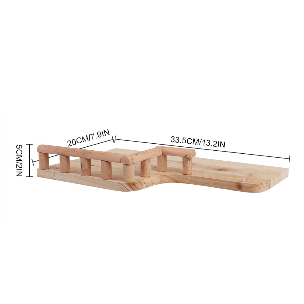 Suodoka Wooden Rest Platform with Railing for Small Pets, Premium Hamster Climbing Toy and Living Space Activity Center, Eco-Friendly Natural Wood Play Accessory (13.38 inches / 34 cm)