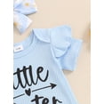 thumbnail image 7 of Suealasg Baby Girls 3Pcs Summer Clothes 3 6 12 18 24 Months Infant Short Sleeve Letter Print Romper +Daisy Print Shorts + Headband Set Newborn Girls Casual Outfit, 7 of 7