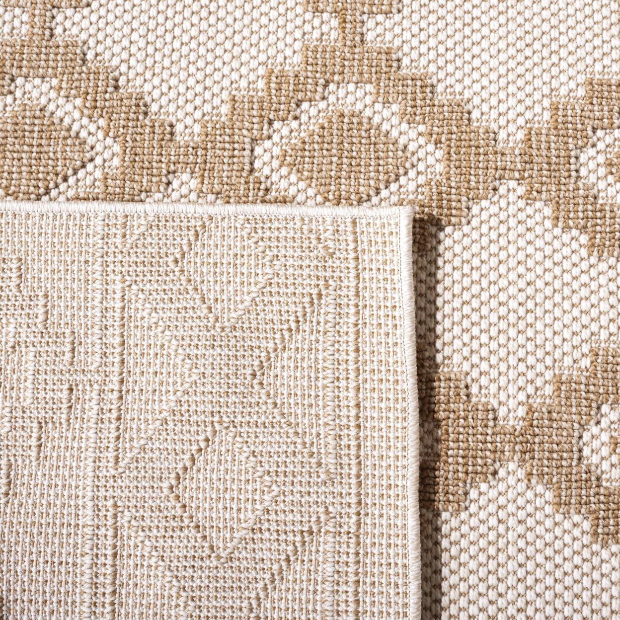SAFAVIEH Global Paylynn Diamond Indoor/Outdoor Area Rug, Beige/Brown, 5'3" x 7'6"