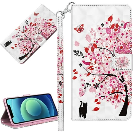 for Motorola Moto G71 5G Wallet Cute Case,3D Stylish Color Painting PU Leather [Wrist Strap] [Card/Cash Slots] Stand Feature Flip Cases Cover for Motorola Moto G71 5G Tree Cat