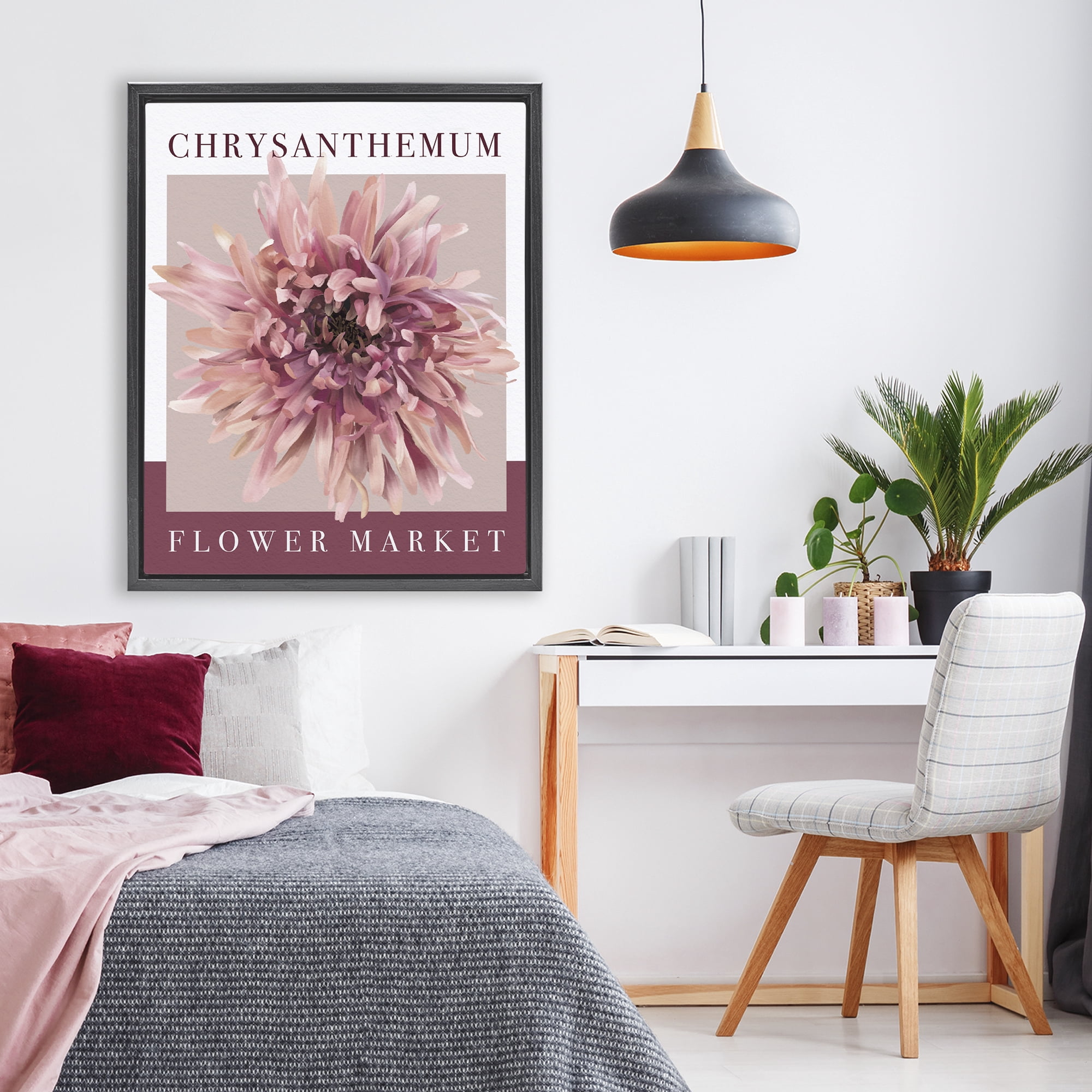 Stupell Industries Chrysanthemum Flower Market Black Framed Floater Canvas Wall Art, design by Jennifer Stith