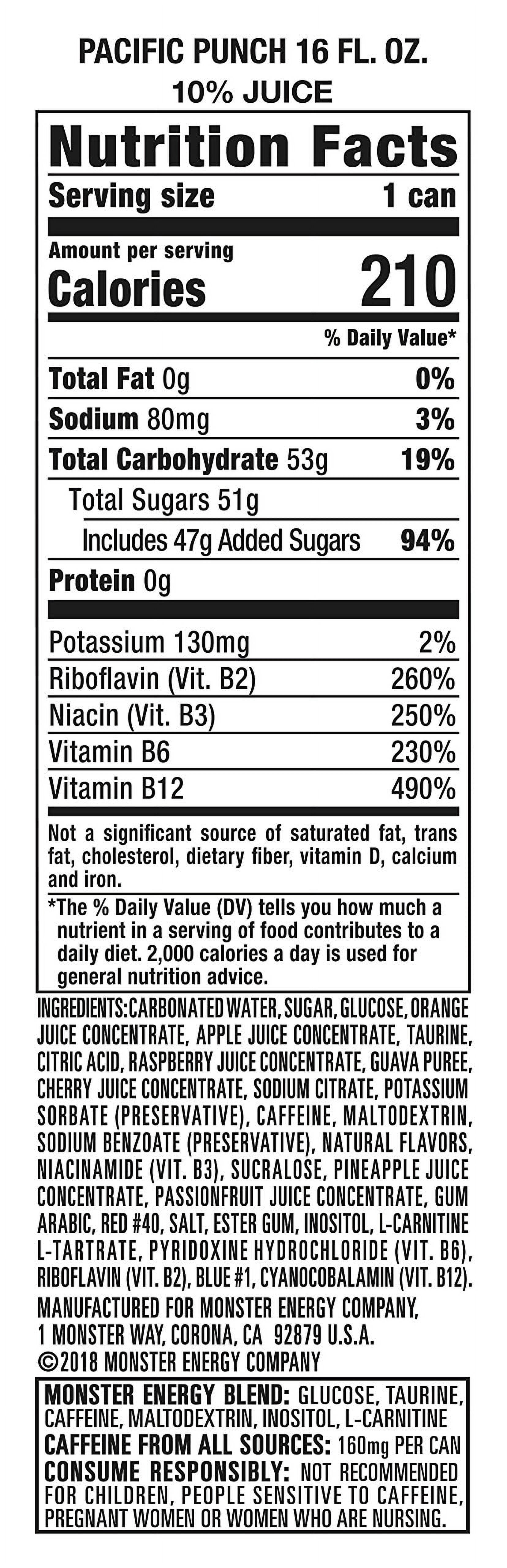 Juice Monster Pacific Punch, Energy + Juice, Energy Drink, 16 Ounce (Pack Of 15)