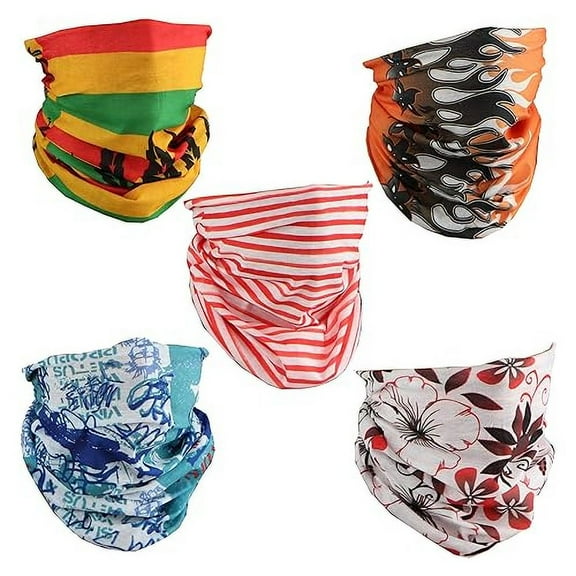 Motique Accessories Set of 5 Neck Gaiters Tube Face Scarves Balaclavas - Mix