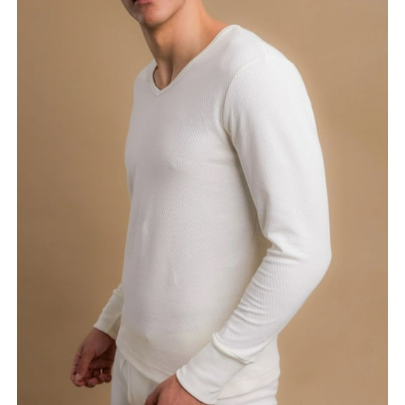 Men's Cottonique M17705 Latex Free Organic Cotton Thermal Shirt (Natural M)