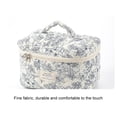 thumbnail image 4 of Makeup Bag, 3 PCS Quilted Makeup Bag, Cute Floral Cotton Cosmetic Bag set, Coquette Makeup Pouch Large Travel Toiletry Bag-White Background Orchid-White Background Orchid, 4 of 10