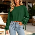 thumbnail image 4 of HAiming Cropped Sweatshirts for Women Long Sleeve Bow Scoop Neck Trendy Shirts Fall Winter Casual Going out Tops, 4 of 9