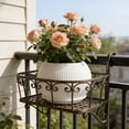 thumbnail image 6 of Horivan Modern White Striped Plastic Flower Pot Lightweight Durable Indoor Outdoor Planter with Drainage Tray Home Garden Decor for Plants Succulents Herbs Patio Balcony Living Room, 6 of 6