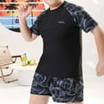 thumbnail image 4 of WOYY Boys Swimsuit Short Sleeve Rash Guard Shorts Quick Drying UPF50+ Bathing Suit, 4 of 5