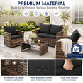 thumbnail image 3 of YIORTWO 4-Piece Outdoor Patio Furniture Set, Wicker Sofa Set with Thick Sandwich Cushions, All-Weather Rattan Deep Seating Set with Tempered Glass Table, Black, 3 of 7