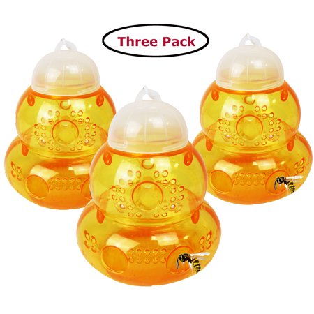 3 Pack Wasp Trap - New Design with no Seam on the Bottom - Eliminates Leaks