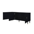 thumbnail image 4 of Luana Black Sideboard/Buffet - 3 Doors, Brushed Finish Gold Handle and Leg Tip, 3 Adjustable Shelves, 4 of 10