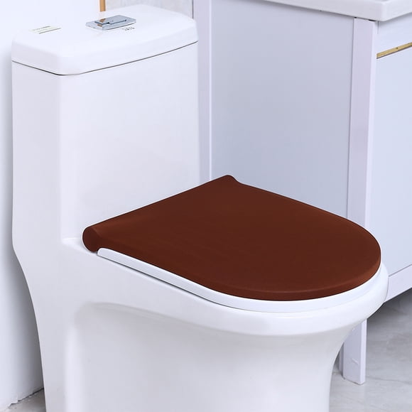 Funda Elástica para Tapa de Inodoro, Lavable, Suave y Cómoda | Marrón, Poliéster, 43 X 58 Cm | Se Adapta a Todas Las Tapas de Inodoro | Protección Antimanchas | 1 Unidad
