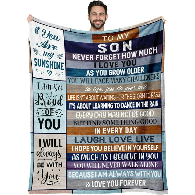 LHSHID Fathers Day Blanket Gifts for Son Son Blanket Gifts for Son from Mom Dad Son Birthday Gifts Ideas Best Grown Son Gifts for Teen Boys Adult Son Gifts for Graduation Christmas 40"x50"