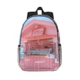 thumbnail image 1 of Easygdp Pastel Pink Beach Cafe Mochila Ligera de 15 Pulgadas para Estudiantes, Mochila Cómoda para la Escuela y Viajes, Correas Ajustables, 1 of 6