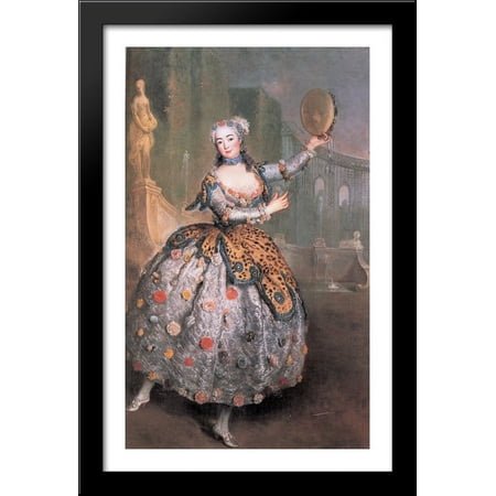 Portrait of the dancer Barbara Campanini aka La Barbarina 26x40 Large Black Wood Framed Print Art by Antoine Pesne