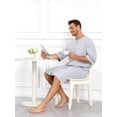 thumbnail image 5 of EA'S SECRET Mens Robes 100% Cotton Kimono House Coat Summer Zipper Short Bathrobes Soft Sleepwear with Pockets(Grey,L), 5 of 7