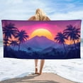 thumbnail image 2 of Sunset Palm Leaves Beach Towel Oversized Quick Dry Towels Pool Accessories Cruise Essentials Vacation Gifts Summer Must Have for Swimming Camping Travel, 2 of 3