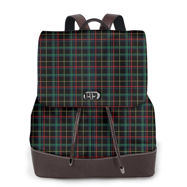 Fotbe Buffalo Plaid Dark Green Mochila Bolso con Estampado para Mujer, Mochila Antirrobo de Nylon Impermeable, Bolsa Ligera de Hombro