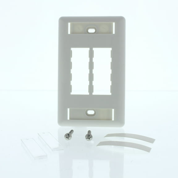 Pass & Seymour 1-Gang 4-Port Off White Network Faceplate Dual ID Window PSF4-OW