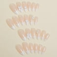 24 Pcs French Tip Press on Nails Medium Almond Fake Nails 3D Bow Flower