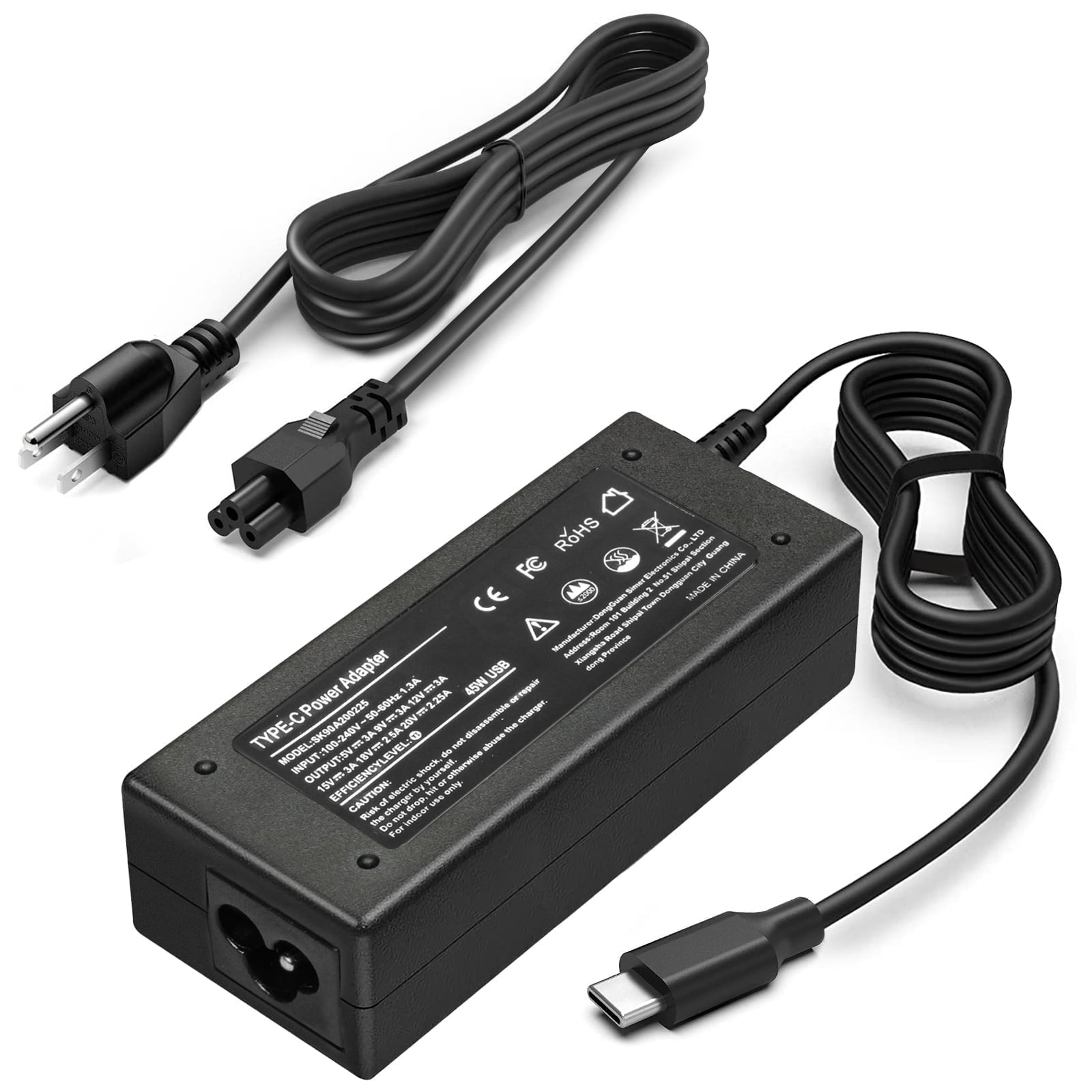 45W USB-C Replacement AC Adapter Compatible with HP Chromebook x360 11 Q7 Q8 EE 11 Detachable 10-P0XX Laptop Power Supply