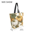 thumbnail image 4 of Open Top Canvas Tote Bag with Zipper Reusable Shopping Bag 13.5x15" Roomy Carryall Vintage Pumpkin with Leaves, 4 of 9